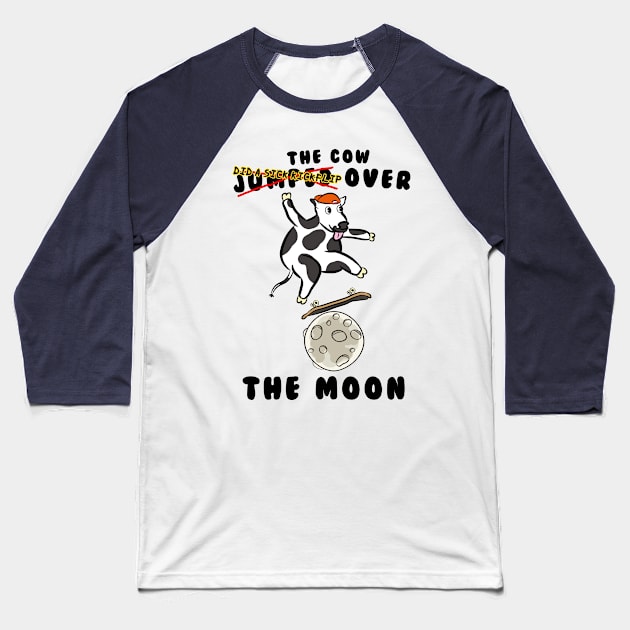 The cow jumped over the moon skating Baseball T-Shirt by Captain-Jackson